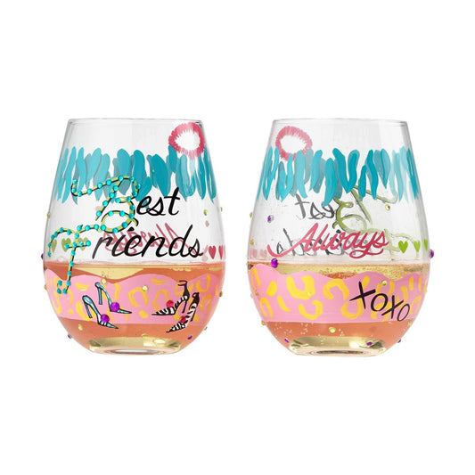 Best Friends Stemless Wine Glass by Lolita® - (Set of 2)-Stemless Wine Glass-Designs by Lolita® (Enesco)-Top Notch Gift Shop