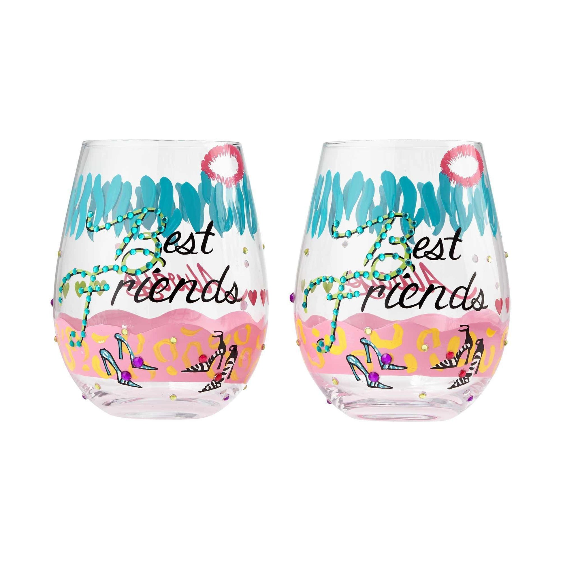 Best Friends Stemless Wine Glass by Lolita® - (Set of 2)-Stemless Wine Glass-Designs by Lolita® (Enesco)-Top Notch Gift Shop