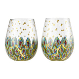 Floral Fantasy Stemless Wine Glass by Lolita® - (Set of 2)-Stemless Wine Glass-Designs by Lolita® (Enesco)-Top Notch Gift Shop
