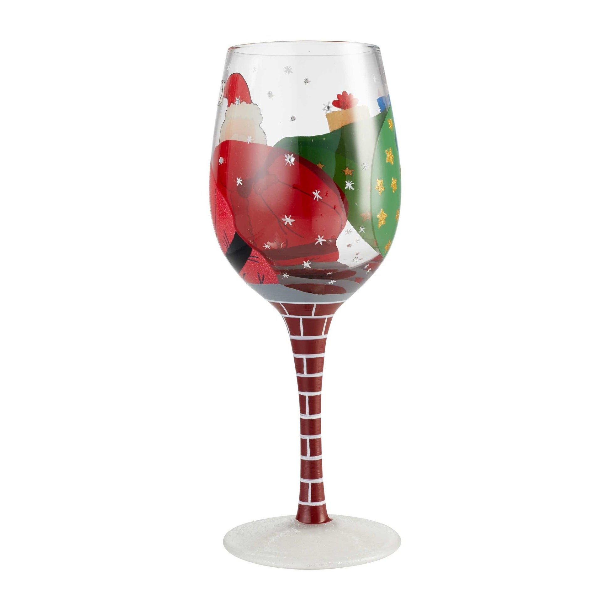 Stuck Santa Wine Glass by Lolita®-Wine Glass-Designs by Lolita® (Enesco)-Top Notch Gift Shop