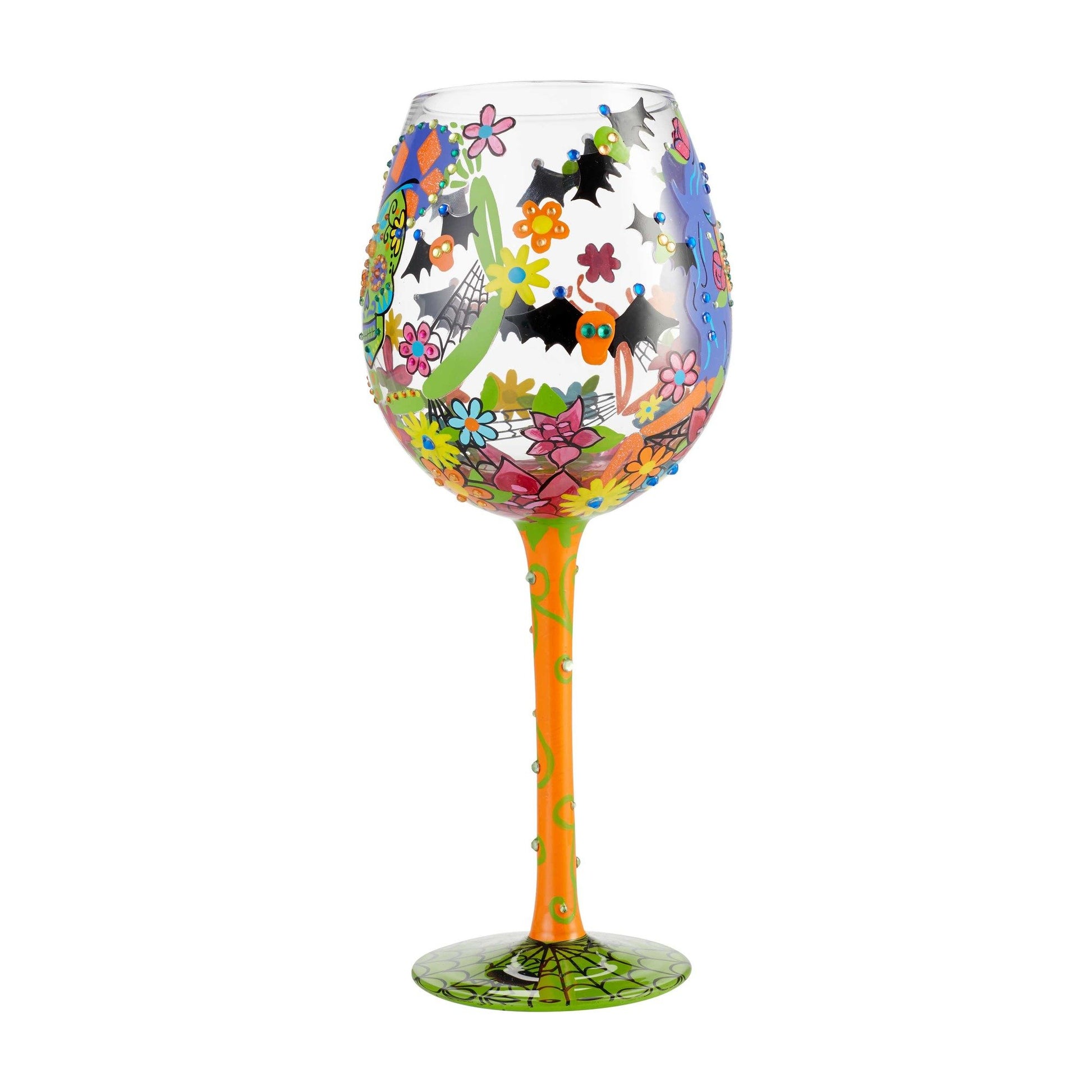 Sugar Skulls 2 Super Bling Wine Glass by Lolita®-Wine Glass-Designs by Lolita® (Enesco)-Top Notch Gift Shop