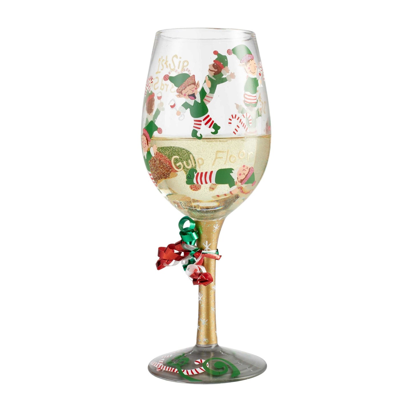 Tipsy Elf Glass by Lolita®-Wine Glass-Designs by Lolita® (Enesco)-Top Notch Gift Shop