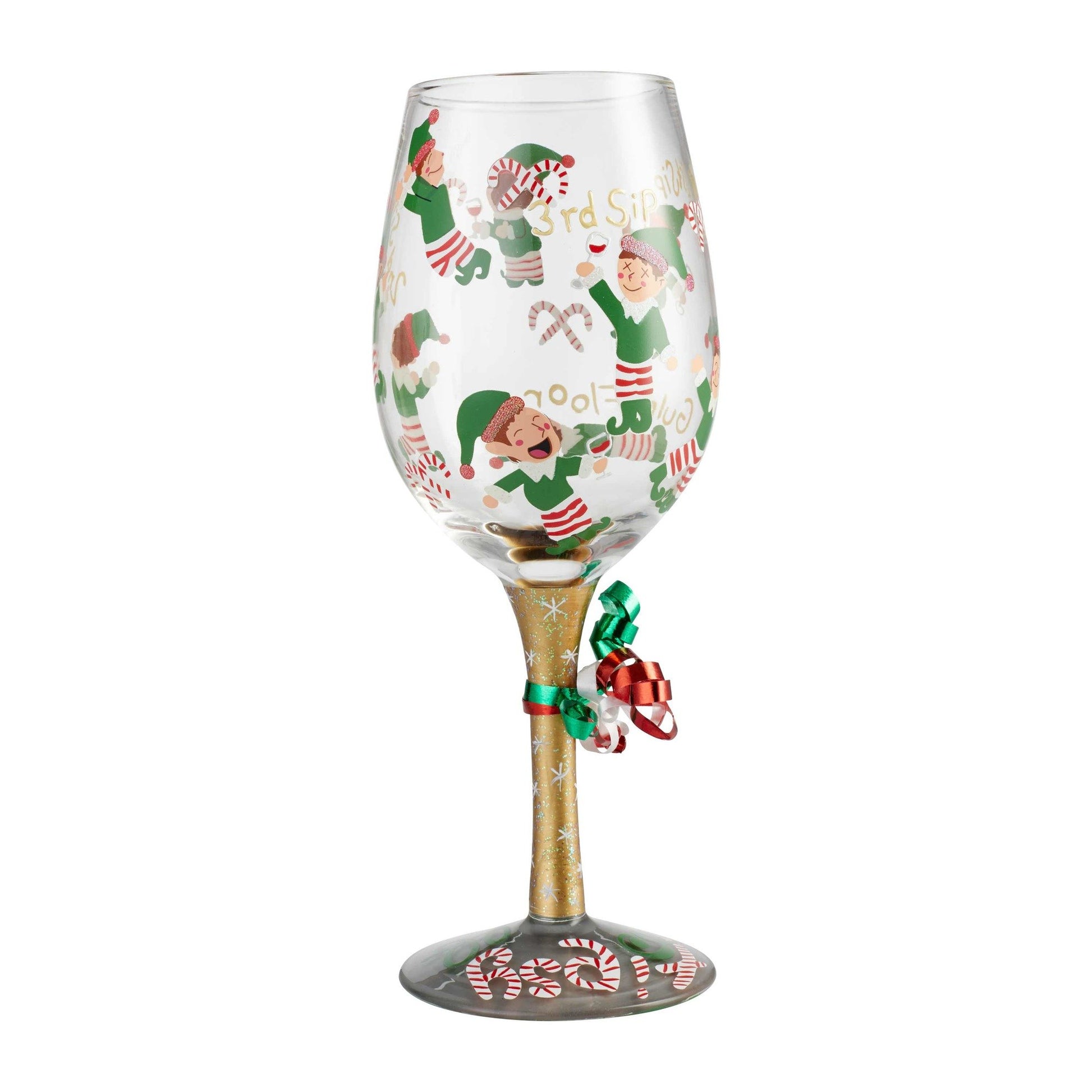 Tipsy Elf Glass by Lolita®-Wine Glass-Designs by Lolita® (Enesco)-Top Notch Gift Shop