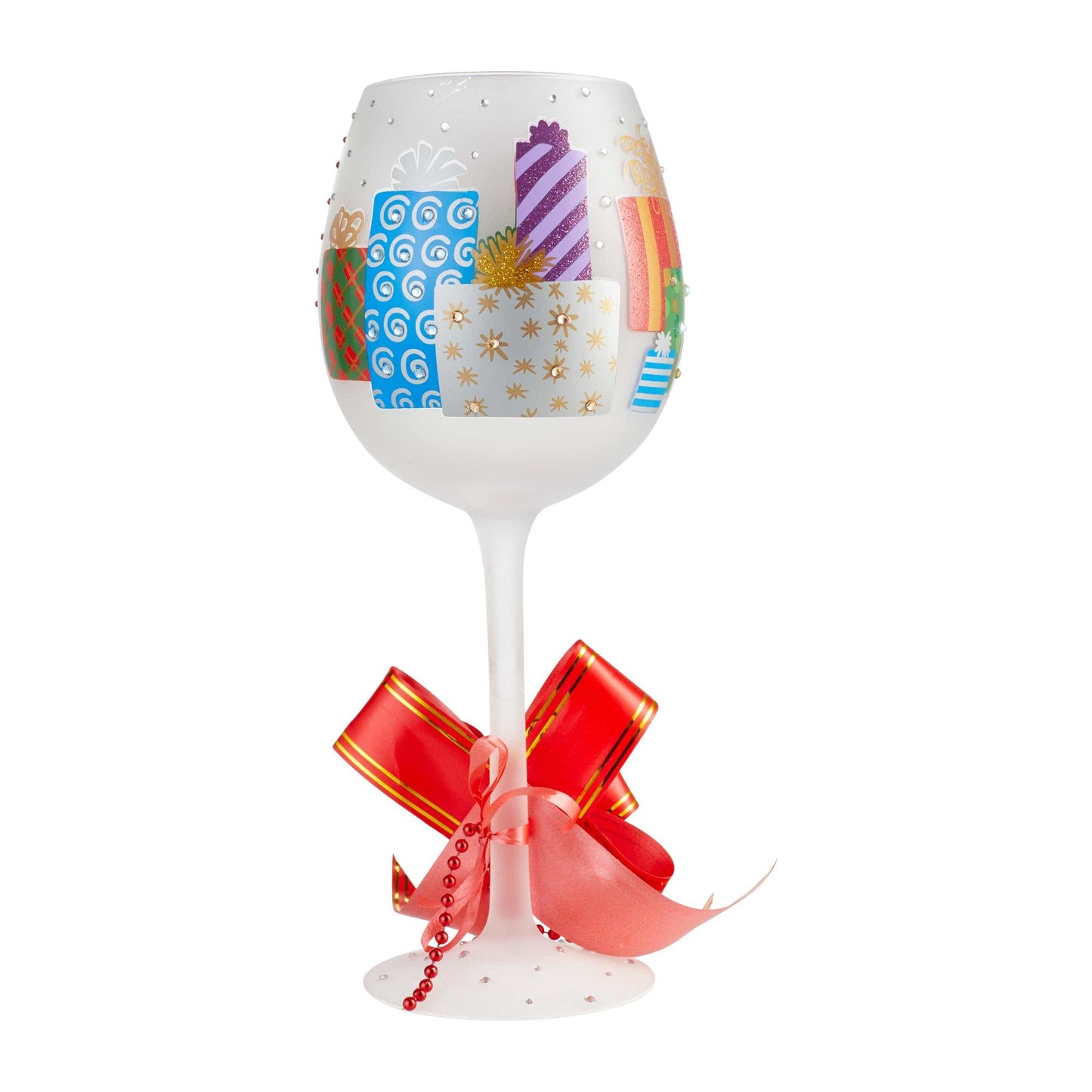 Yuletide Treasures Super Bling Wine Glass by Lolita®-Wine Glass-Designs by Lolita® (Enesco)-Top Notch Gift Shop