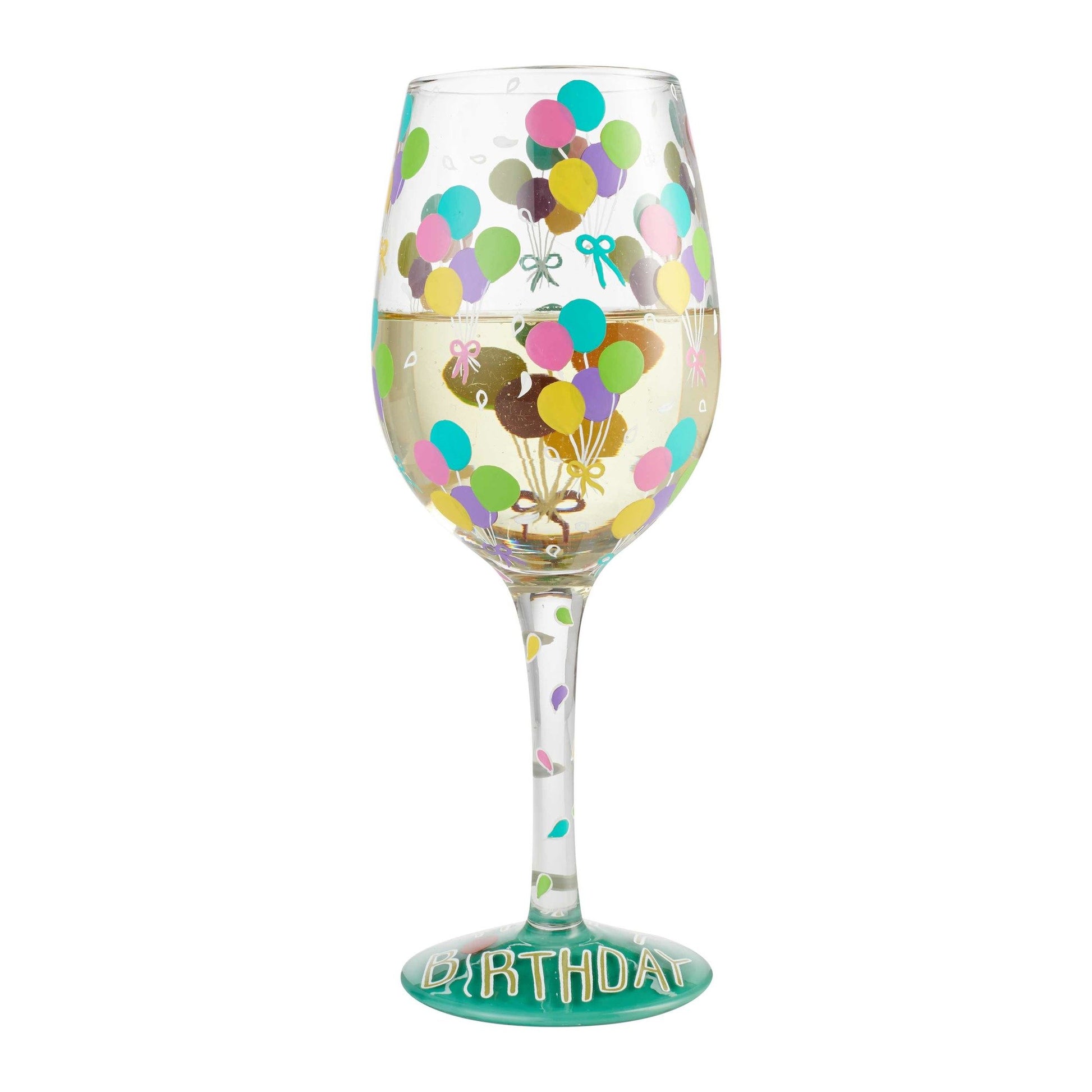 Birthday Balloons Wine Glass by Lolita®-Wine Glass-Designs by Lolita® (Enesco)-Top Notch Gift Shop