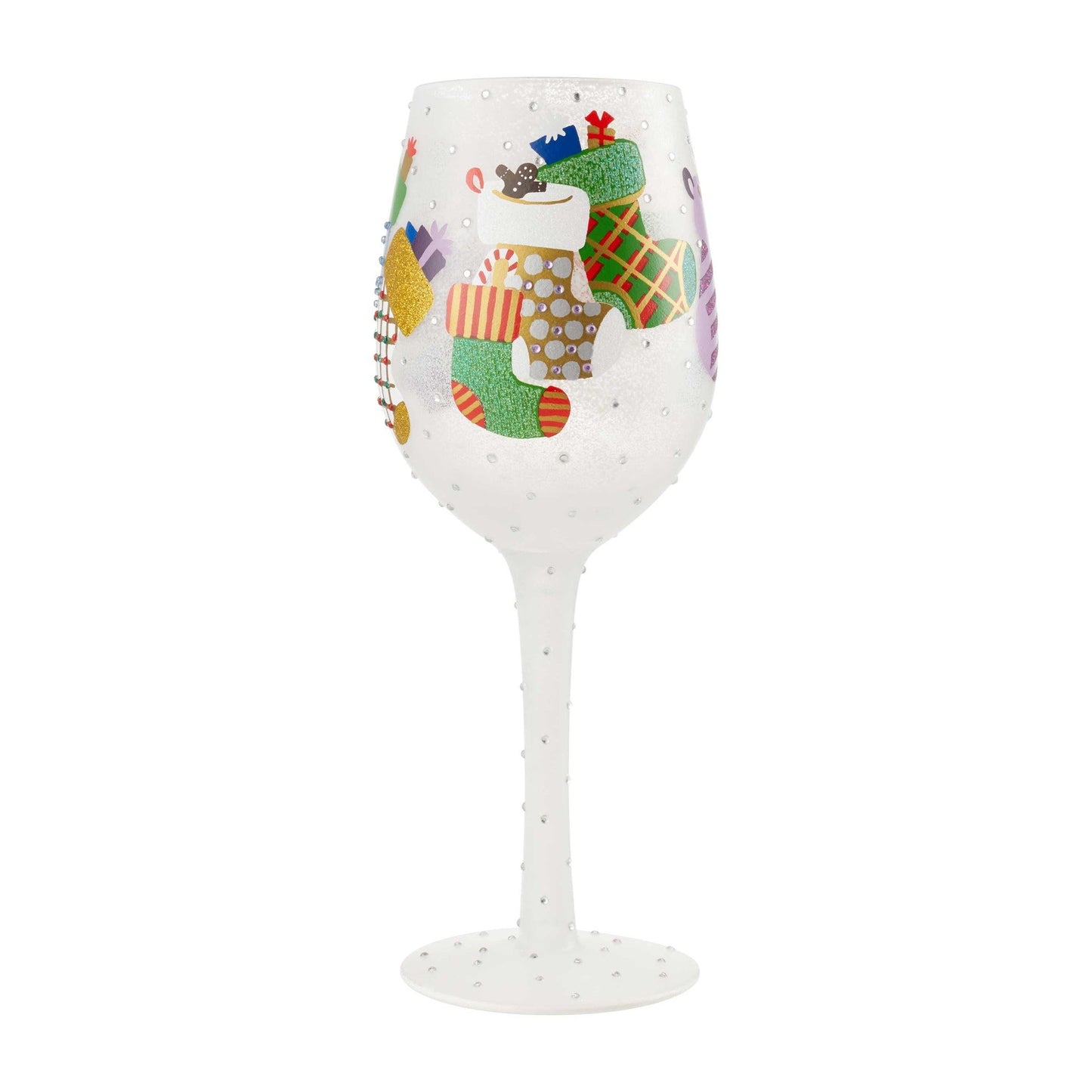 Stockings In The Snow Wine Glass by Lolita®-Wine Glass-Designs by Lolita® (Enesco)-Top Notch Gift Shop