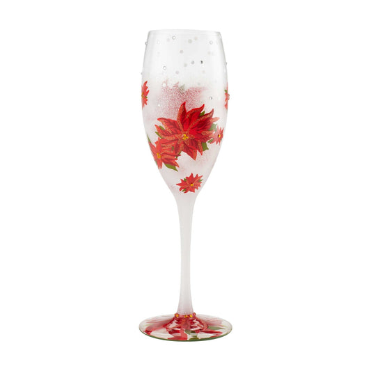 Poinsettias In The Snow Prosecco Glass by Lolita®-Champagne Glass-Designs by Lolita® (Enesco)-Top Notch Gift Shop