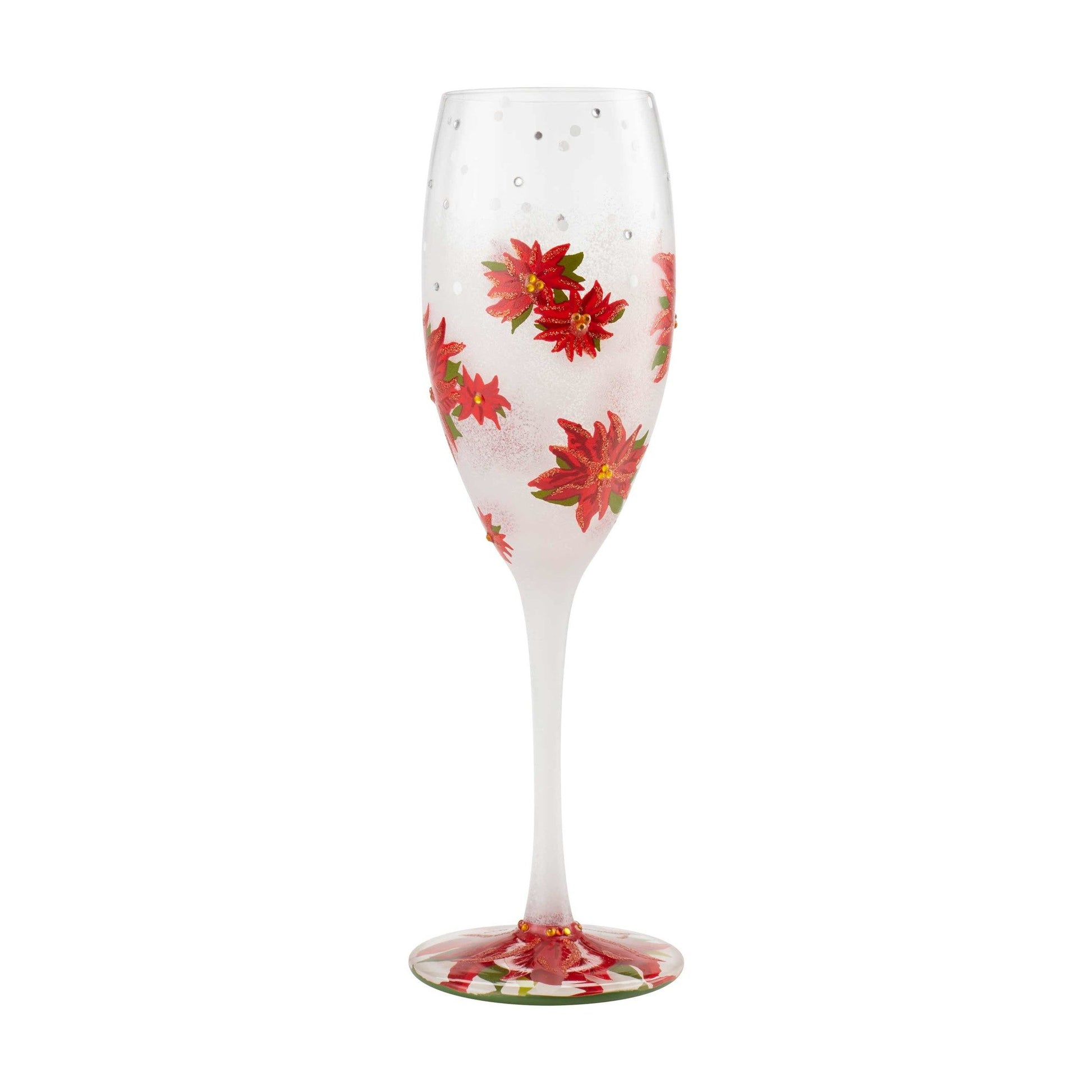 Poinsettias In The Snow Prosecco Glass by Lolita®-Champagne Glass-Designs by Lolita® (Enesco)-Top Notch Gift Shop