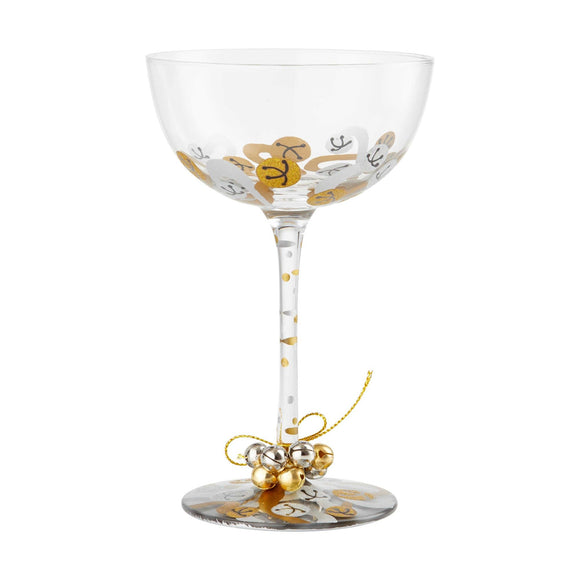 Jingle Bells Coupe Glass by Lolita-Coupe Glasses-Designs by Lolita® (Enesco)-Top Notch Gift Shop