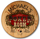 Poker Room Barrel Head Sign - Personalized-Barrel Sign-1000 Oaks Barrel-Top Notch Gift Shop