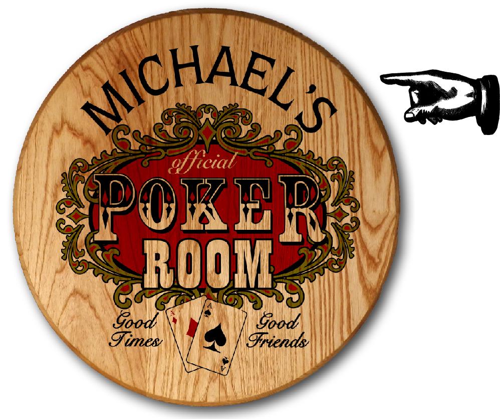 Poker Room Barrel Head Sign - Personalized-Barrel Sign-1000 Oaks Barrel-Top Notch Gift Shop