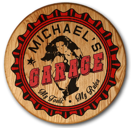 Garage Girl Room Barrel Head Sign - Personalized-Barrel Sign-1000 Oaks Barrel-Top Notch Gift Shop