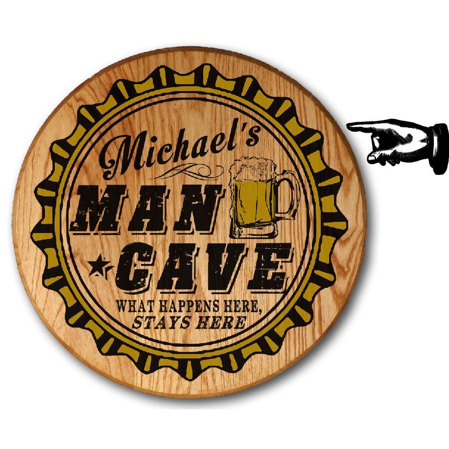 Man Cave Barrel Head Sign - Personalized-Barrel Sign-1000 Oaks Barrel-Top Notch Gift Shop