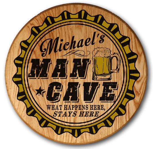 Man Cave Barrel Head Sign - Personalized-Barrel Sign-1000 Oaks Barrel-Top Notch Gift Shop