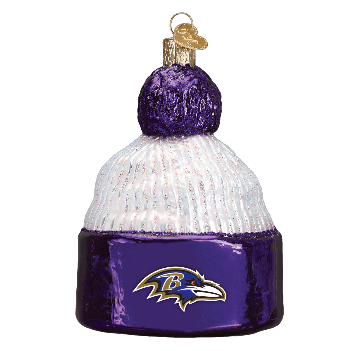 Baltimore Ravens Hand Blown Glass Beanie Ornament-Ornament-Old World Christmas-Top Notch Gift Shop