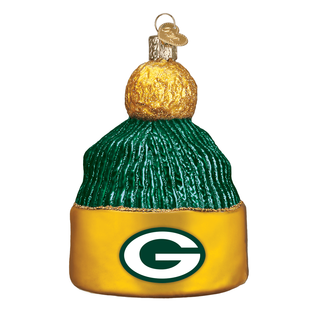 Green Bay Packers Hand Blown Glass Beanie Ornament-Ornament-Old World Christmas-Top Notch Gift Shop