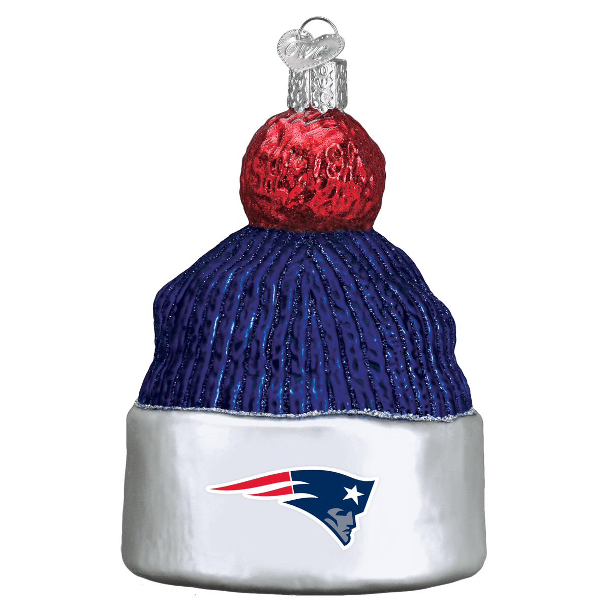 New England Patriots Hand Blown Glass Beanie Ornament-Ornament-Old World Christmas-Top Notch Gift Shop