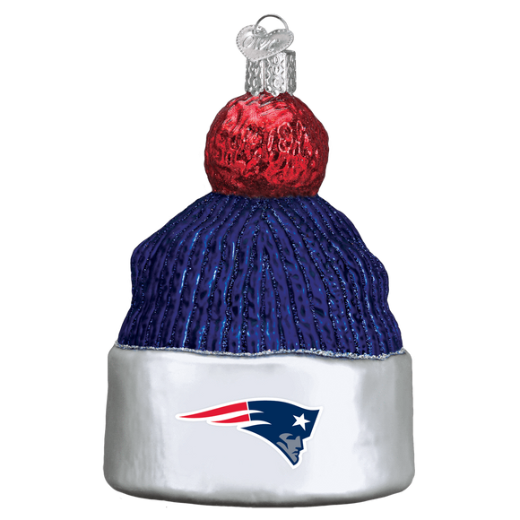 New England Patriots Hand Blown Glass Beanie Ornament-Ornament-Old World Christmas-Top Notch Gift Shop