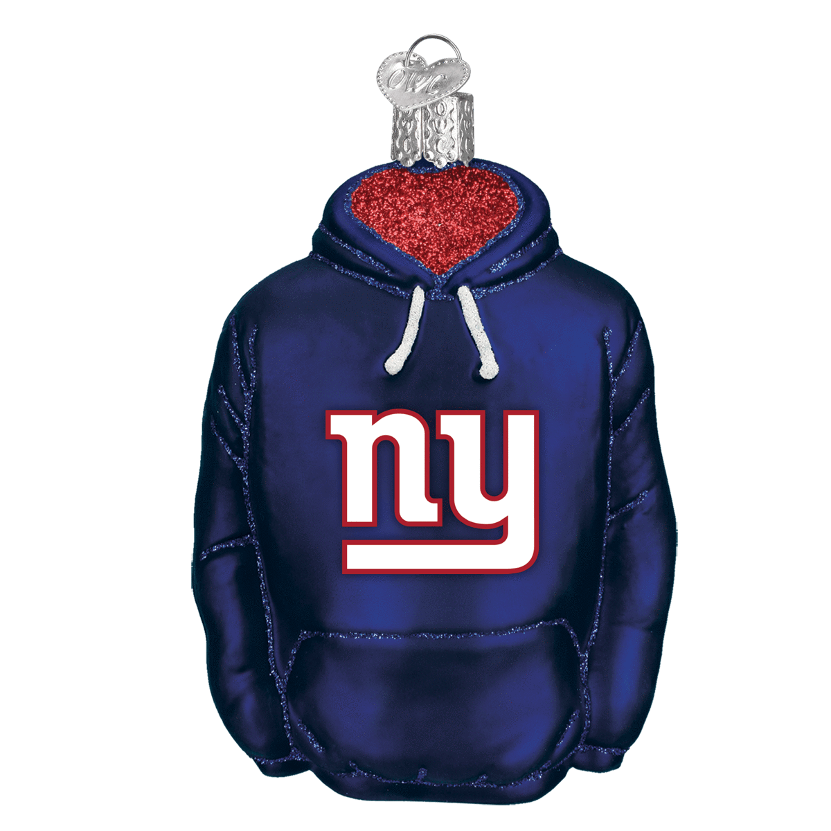 New York Giants Hand Blown Glass Hoodie Ornament-Ornament-Old World Christmas-Top Notch Gift Shop