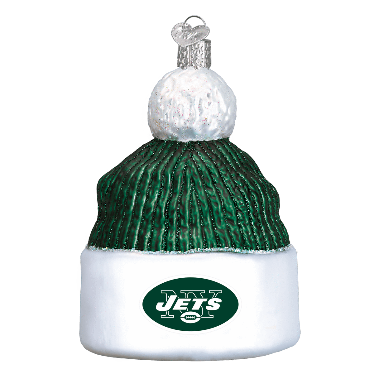 New York Jets Hand Blown Glass Beanie Ornament-Ornament-Old World Christmas-Top Notch Gift Shop