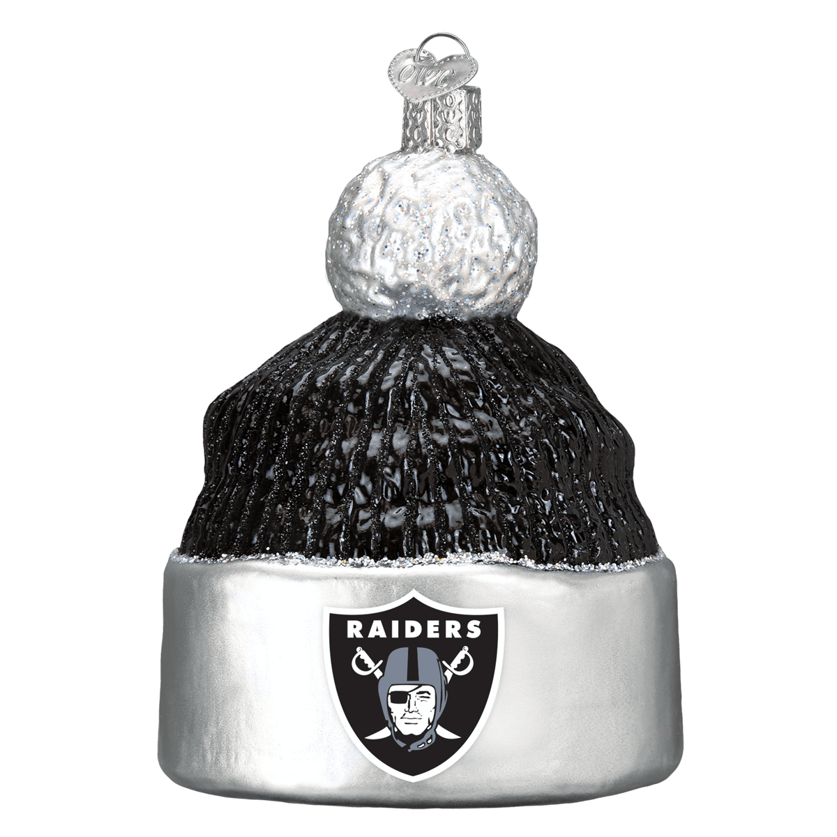 Oakland Raiders Hand Blown Glass Beanie Ornament-Ornament-Old World Christmas-Top Notch Gift Shop