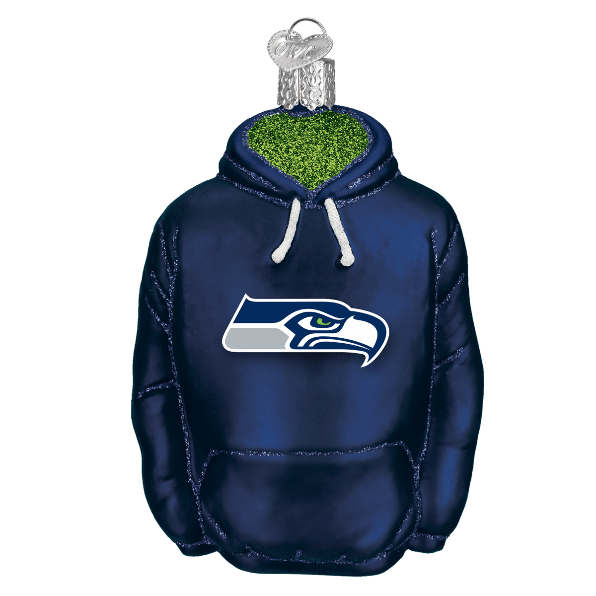 Seattle Seahawks Hand Blown Glass Hoodie Ornament-Ornament-Old World Christmas-Top Notch Gift Shop