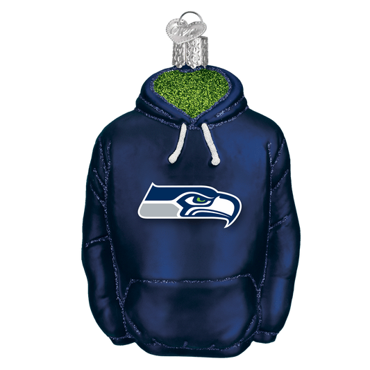 Seattle Seahawks Hand Blown Glass Hoodie Ornament-Ornament-Old World Christmas-Top Notch Gift Shop