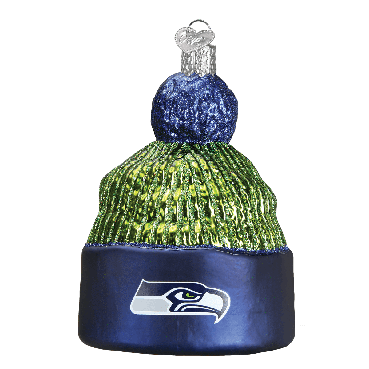 Seattle Seahawks Hand Blown Glass Beanie Ornament-Ornament-Old World Christmas-Top Notch Gift Shop