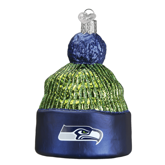 Seattle Seahawks Hand Blown Glass Beanie Ornament-Ornament-Old World Christmas-Top Notch Gift Shop