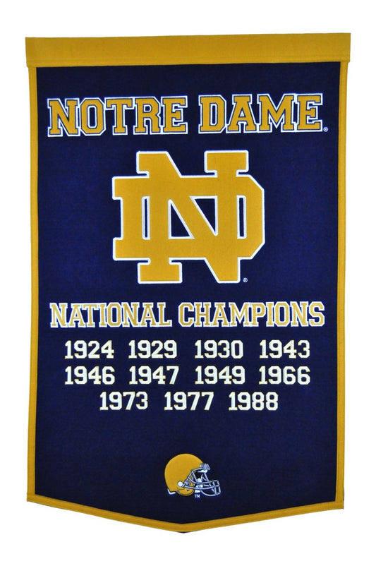 University of Notre Dame Vintage Wool Dynasty Banner With Cafe Rod-Banner-Winning Streak Sports LLC-Top Notch Gift Shop