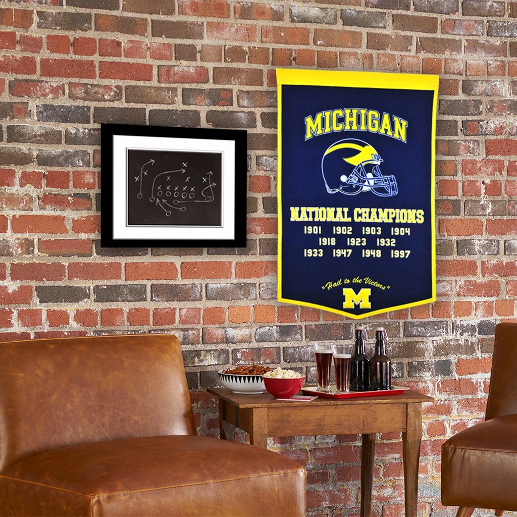 Michigan University Vintage Wool Dynasty Banner With Cafe Rod-Banner-Winning Streak Sports LLC-Top Notch Gift Shop