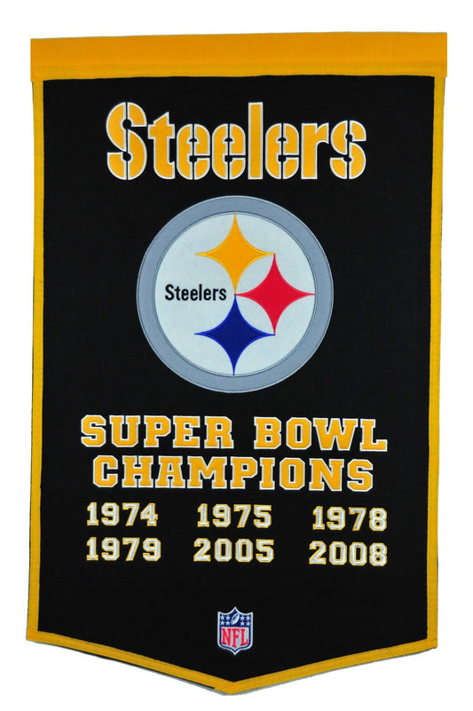 Pittsburgh Steelers Vintage Wool Dynasty Banner With Cafe Rod-Banner-Winning Streak Sports LLC-Top Notch Gift Shop