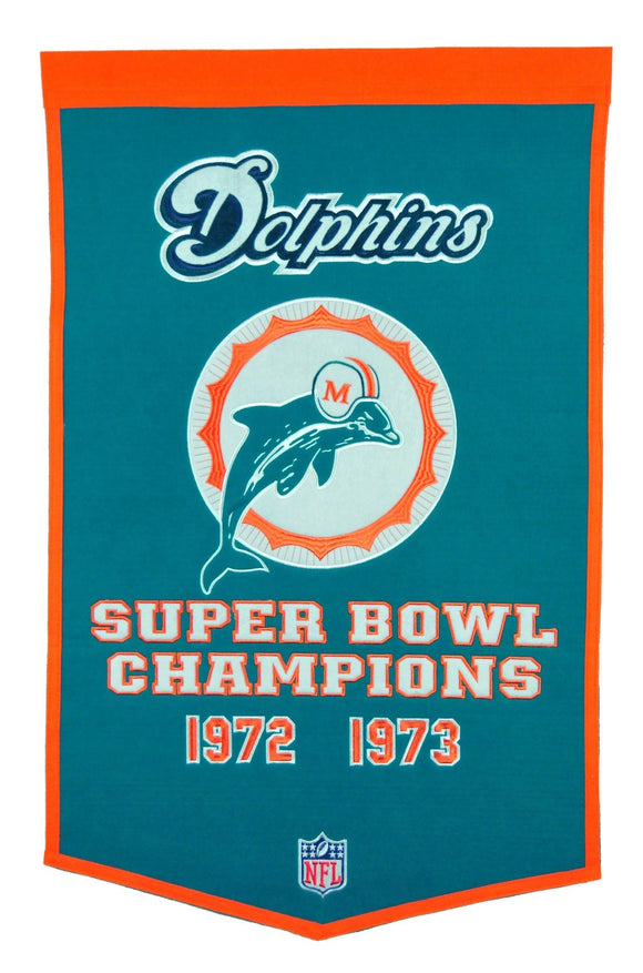 Miami Dolphins Vintage Wool Dynasty Banner With Cafe Rod-Banner-Winning Streak Sports LLC-Top Notch Gift Shop