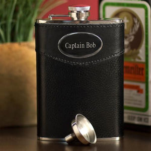 Leather Wrapped Personalized Flask-Flask-JDS Marketing-Top Notch Gift Shop