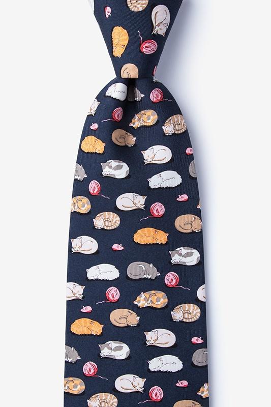 Cat Nap 100% Silk Men's Tie-Necktie-Alynn-Top Notch Gift Shop