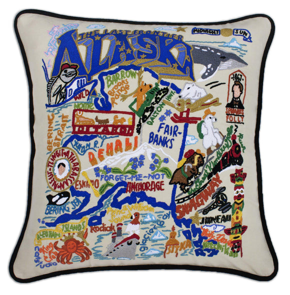 Alaska Embroidered CatStudio State Pillow-Pillow-CatStudio-Top Notch Gift Shop