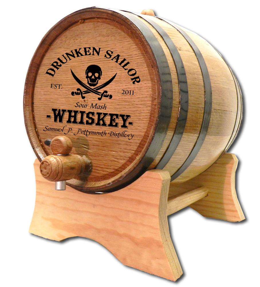 Drunkin Sailor Oak Barrel With Stand- Personalized-Aging Barrel-1000 Oaks Barrel-Top Notch Gift Shop