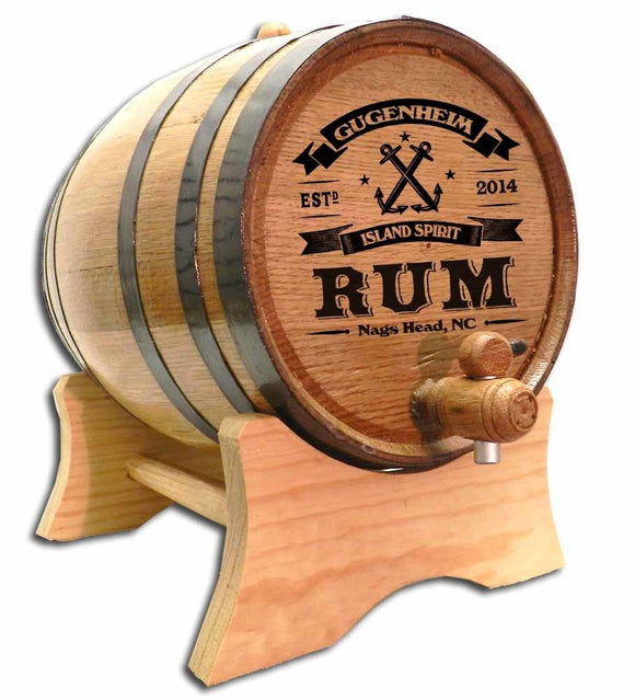 Anchor Rum Oak Barrel With Stand- Personalized-Aging Barrel-1000 Oaks Barrel-Top Notch Gift Shop