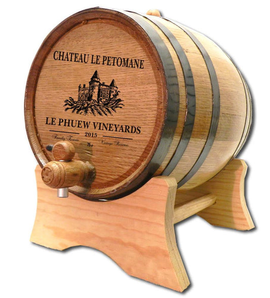 Castle Vineyard Oak Barrel With Stand- Personalized-Aging Barrel-1000 Oaks Barrel-Top Notch Gift Shop