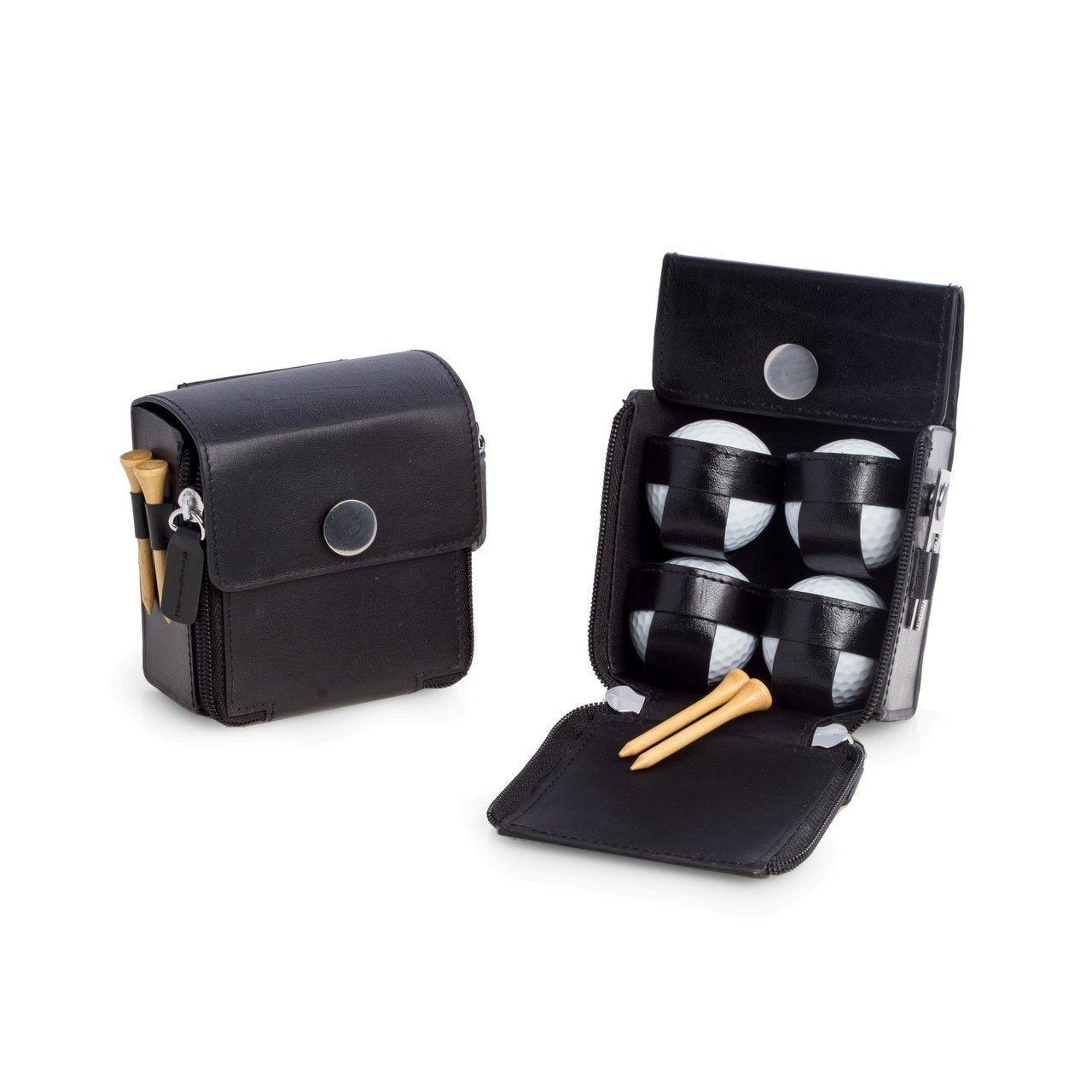 Golf Accessories Set in Black Leather Case-Golf-Bey-Berk-Top Notch Gift Shop