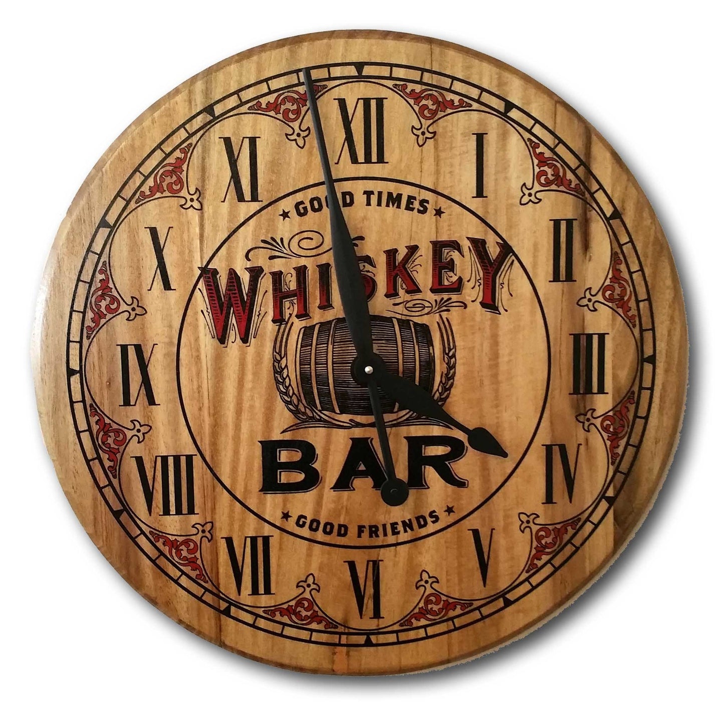 Whiskey Bar Barrel Head Clock - Personalized-Clock-1000 Oaks Barrel-Top Notch Gift Shop