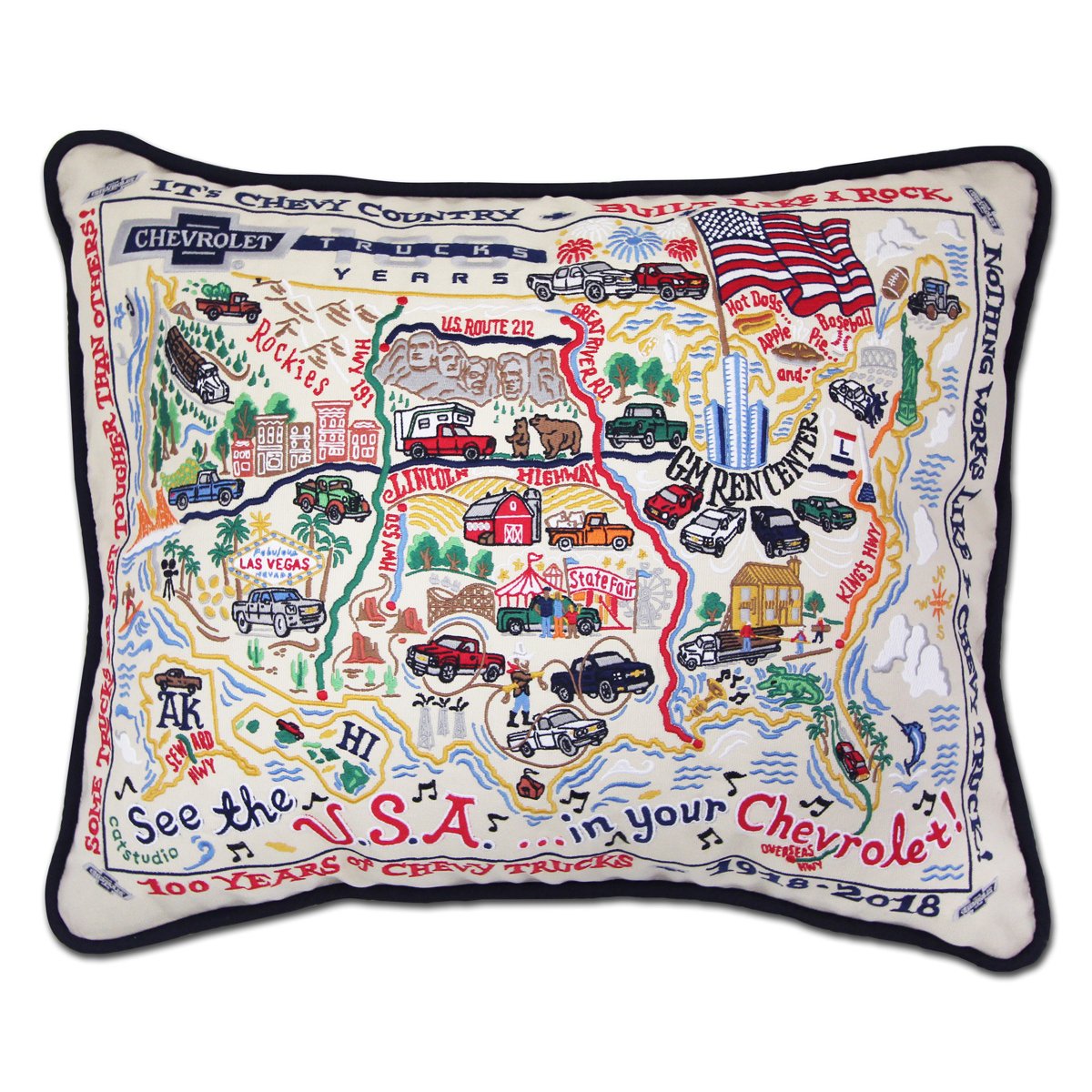 Chevy 100 Years Embroidered CatStudio Pillow-Pillow-CatStudio-Top Notch Gift Shop