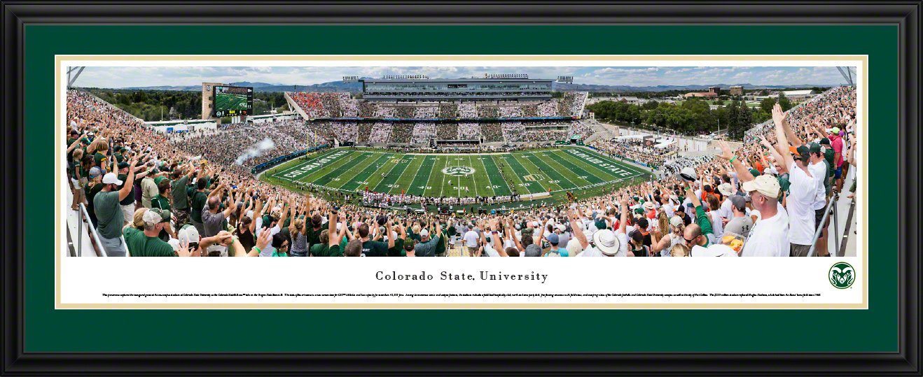 Colorado State Rams Football - "Stadium 50 Yard Line" Panorama Framed Print-Print-Blakeway Worldwide Panoramas, Inc.-Top Notch Gift Shop