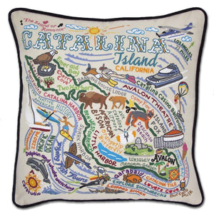 Catalina Island Embroidered CatStudio Pillow-Pillow-CatStudio-Top Notch Gift Shop