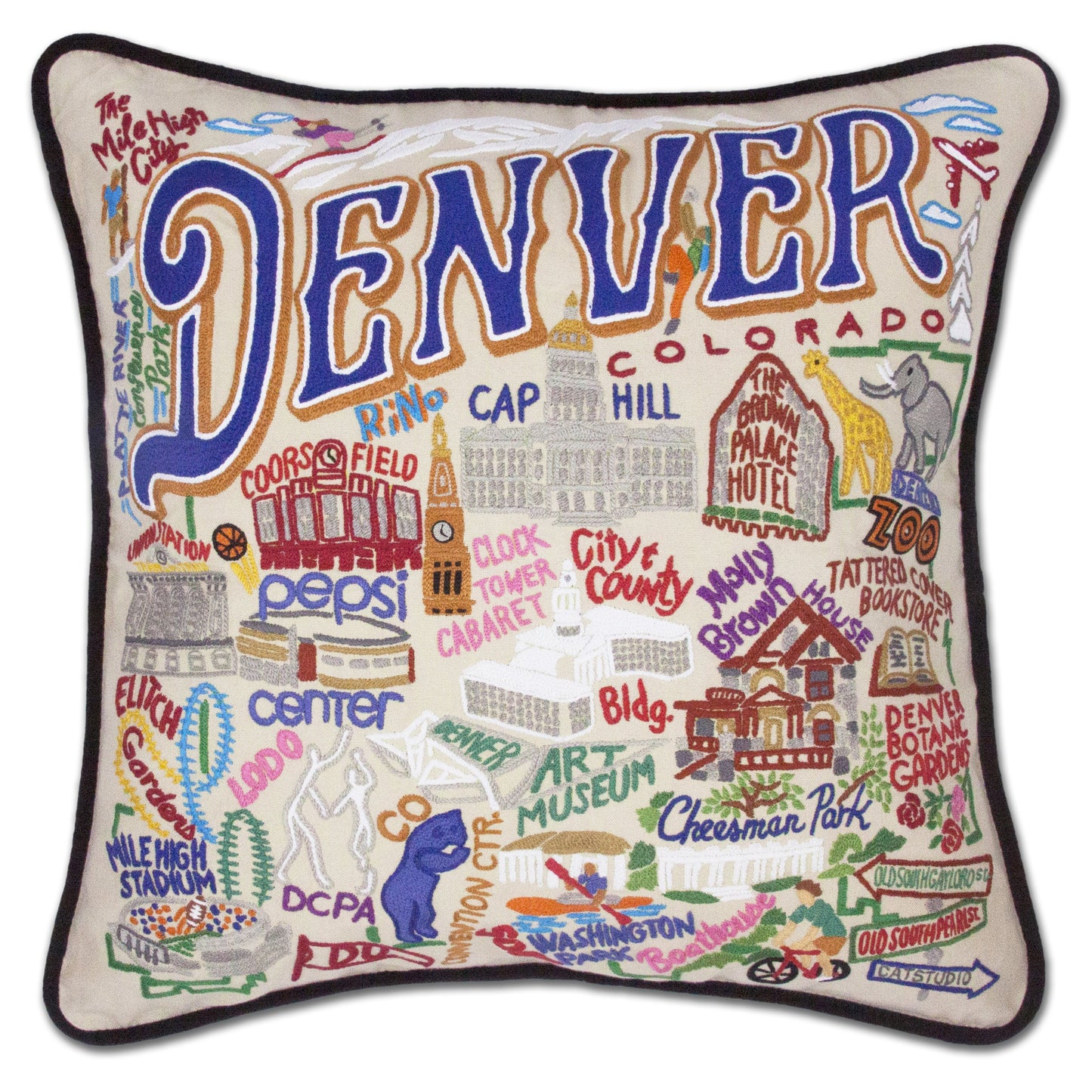 Denver Embroidered CatStudio Pillow-Pillow-CatStudio-Top Notch Gift Shop