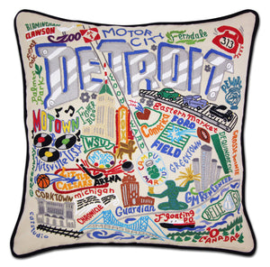 Detroit Embroidered CatStudio Pillow-Pillow-CatStudio-Top Notch Gift Shop
