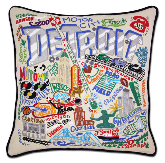 Detroit Embroidered CatStudio Pillow-Pillow-CatStudio-Top Notch Gift Shop