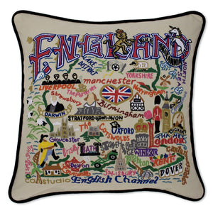 England Hand Embroidered CatStudio Pillow-Pillow-CatStudio-Top Notch Gift Shop