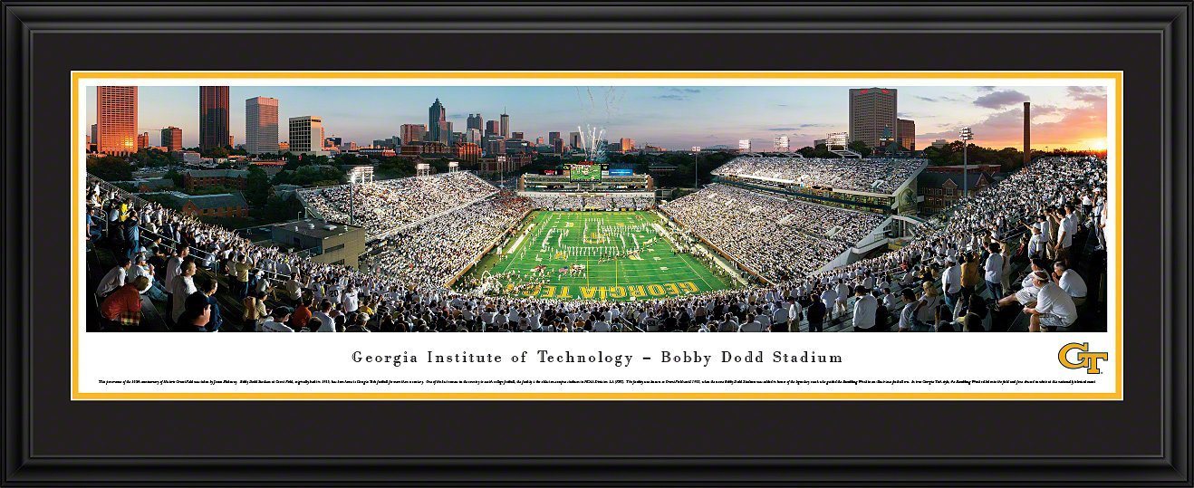 Georgia Tech Football - "Stadium End Zone" Panorama Framed Print-Print-Blakeway Worldwide Panoramas, Inc.-Top Notch Gift Shop