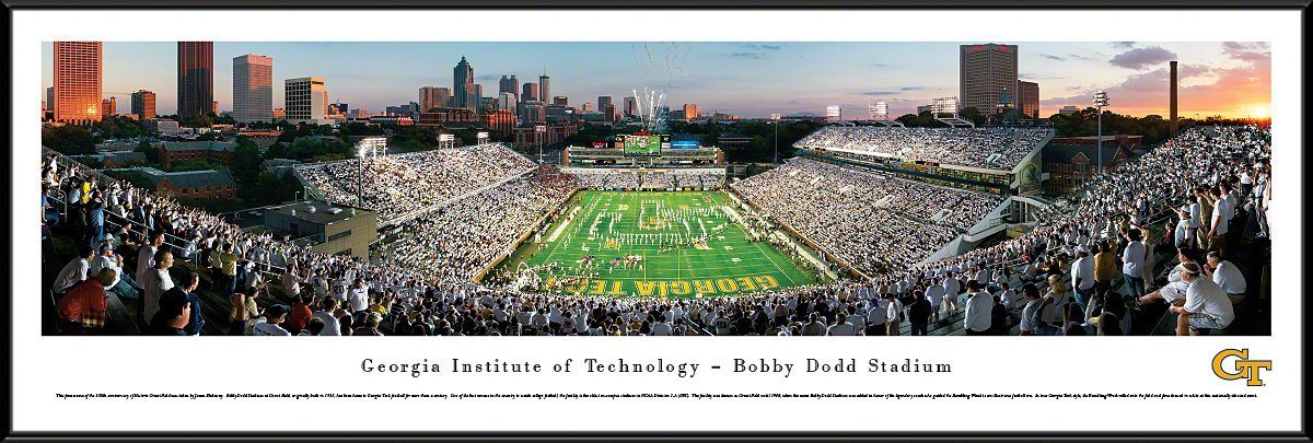 Georgia Tech Football - "Stadium End Zone" Panorama Framed Print-Print-Blakeway Worldwide Panoramas, Inc.-Top Notch Gift Shop